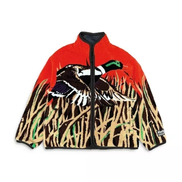 MARKET Duck Printed Multicolor Graphic Full Zip Sherpa Fleece Medium - Picture 4 of 9